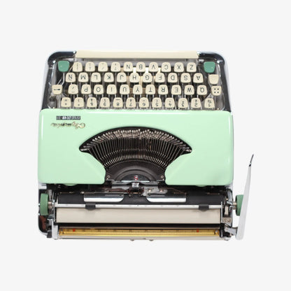 Olympia Splendid Vintage Manual Typewriter, Silver, Green, QWERTY, Restored - ElGranero Typewriter.Company