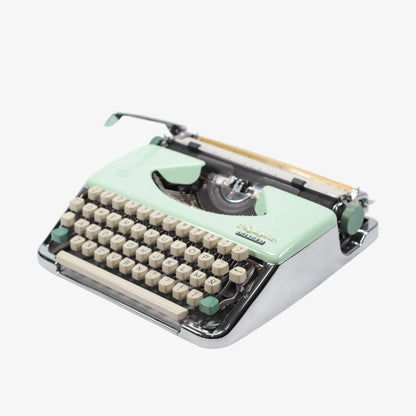 Olympia Splendid Vintage Manual Typewriter, Silver, Green, QWERTY, Restored - ElGranero Typewriter.Company