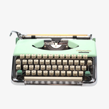 Olympia Splendid Vintage Manual Typewriter, Silver, Green, QWERTY, Restored - ElGranero Typewriter.Company