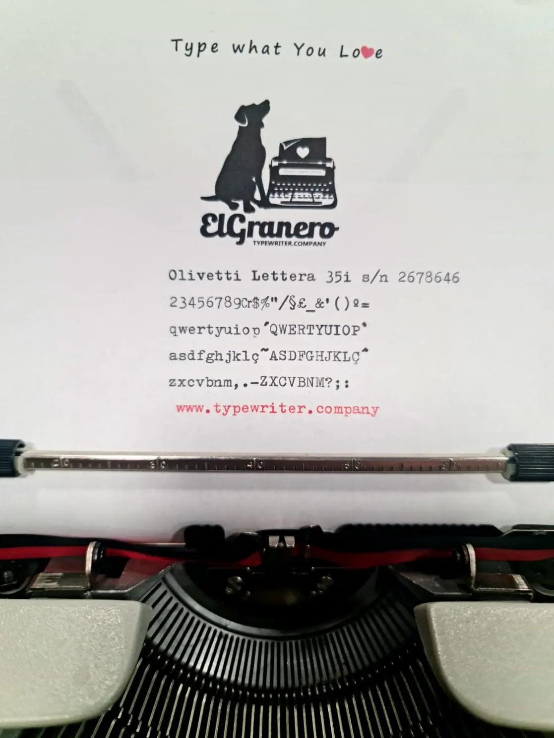 SOLD! Olivetti Lettera 35i Typewriter + Rare Carrying Case, Vintage, Restored - ElGranero Typewriter.Company