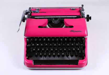 SOLD! Olympia SM3 Dark Pink, Vintage QWERTZ Typewriter, Refurbished - ElGranero Typewriter.Company