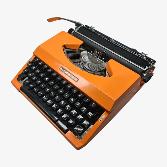 Sacys 280 De Luxe- Restored 1970s Portable Typewriter (QWERTY, Orange)  ElGranero Typewriter.Company