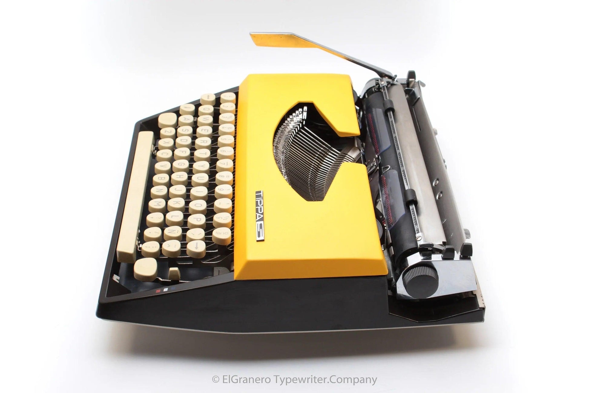 SOLD! Tippa S Black & Yellow, Vintage Manual Typewriter, Refurbished - ElGranero Typewriter.Company