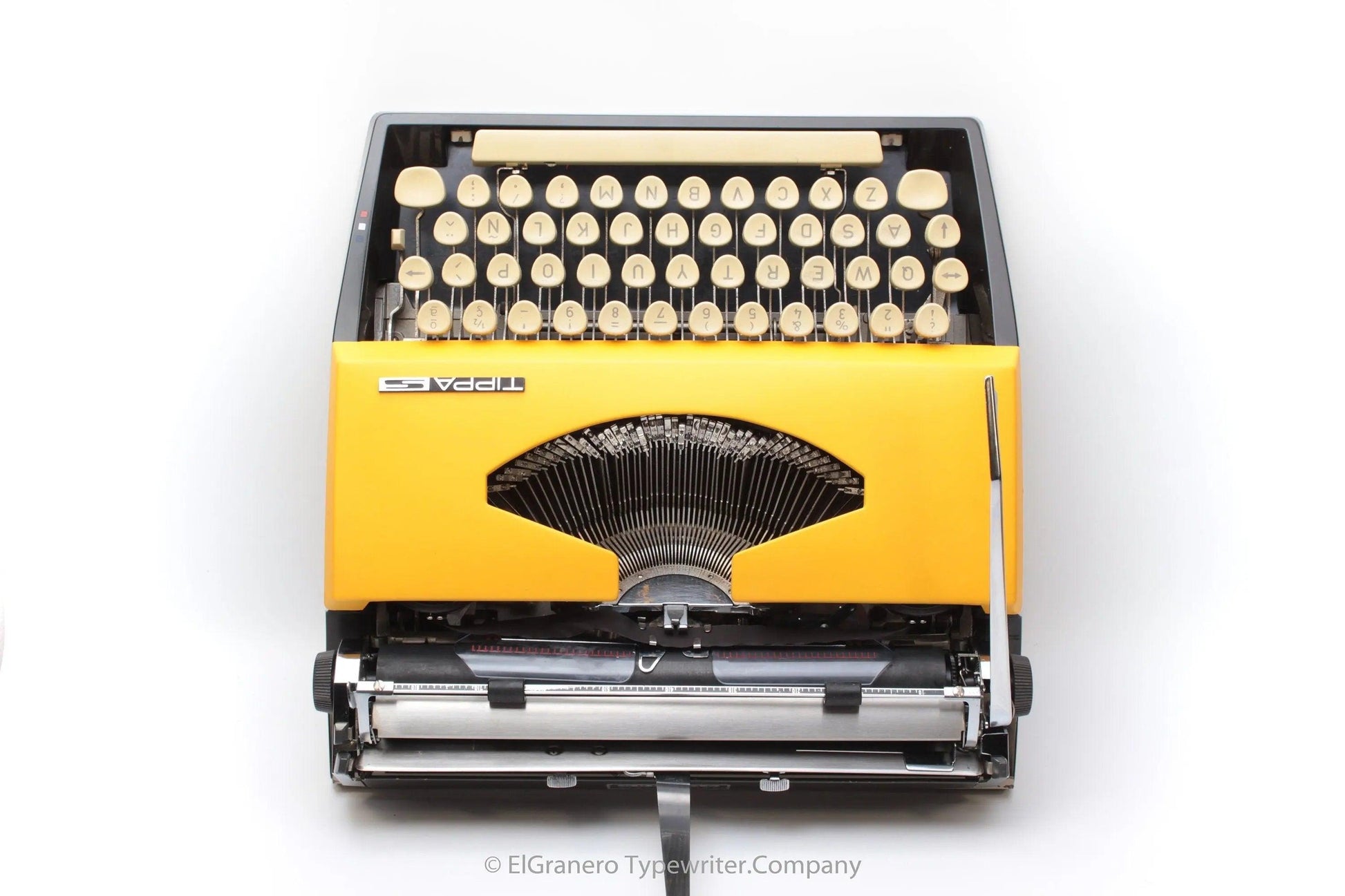 SOLD! Tippa S Black & Yellow, Vintage Manual Typewriter, Refurbished - ElGranero Typewriter.Company