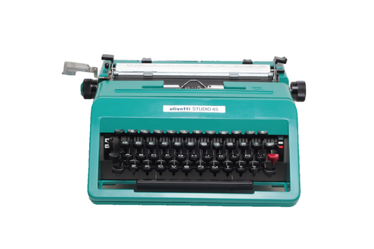 Olivetti Studio 45 Turquoise Vintage Manual Typewriter, Serviced