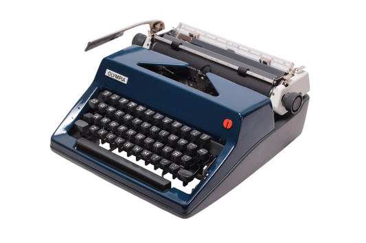 Olympia SM Navy Blue Vintage Manual Portable Typewriter, Serviced