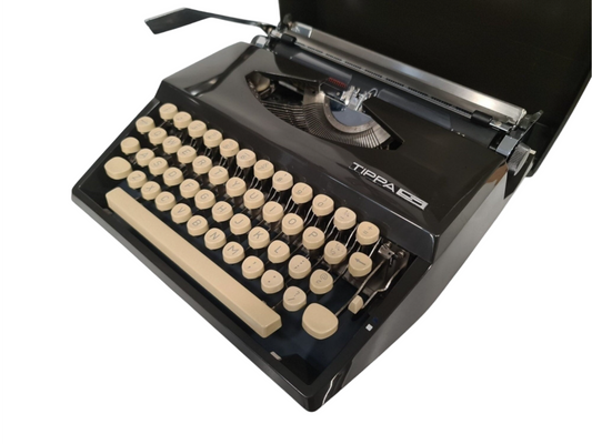 RARE CURSIVE FONT Tippa S Black Vintage Manual Typewriter, Serviced