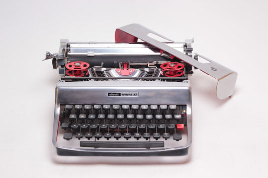 SALE! - Limited Edition Olivetti Lettera 32 "Chrome" Aluminum Typewriter, Vintage, Professionally Serviced