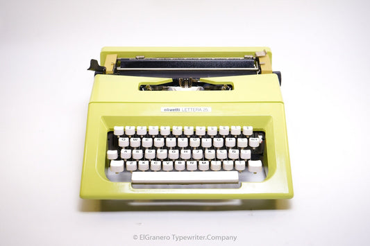 SALE! - Olivetti Lettera 25 Lime Yellow Typewriter, Vintage, Professionally Serviced