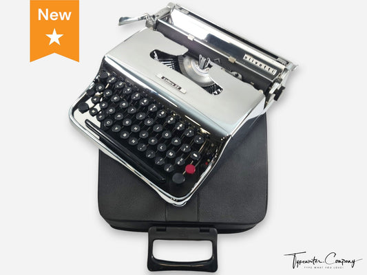 NEW! - Limited Edition Olivetti Pluma 22 Chrome Plated , qzerty, Typewriter, Vintage, Professionally Serviced