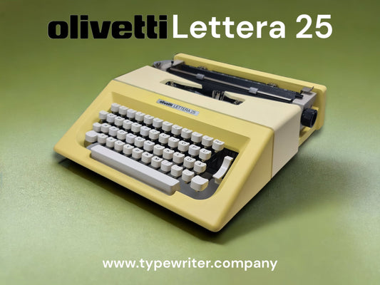 Olivetti Lettera 25 Buttercream Yellow Typewriter, Vintage, Manual Portable, Professionally Serviced by Typewriter.Company