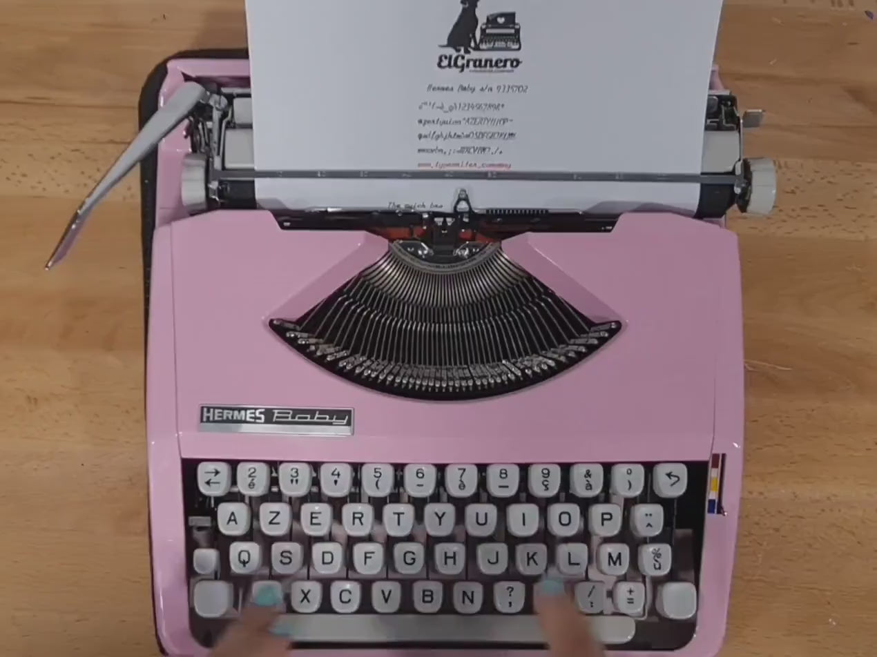CURSIVE Hermes Baby Barbie Pink - Refurbished - Perfectly Working Typewriter, Vintage Manual Portable Professionally Serviced