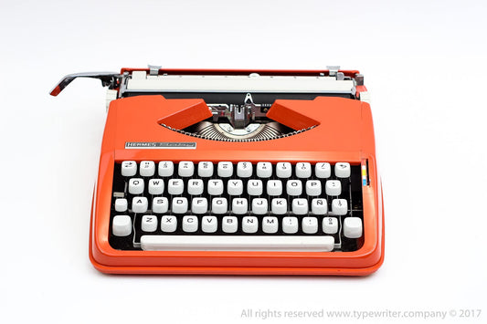 Cursive Font Hermes Baby Orange Typewriter, Vintage, Mint Condition, Professionally Serviced by Typewriter.Company
